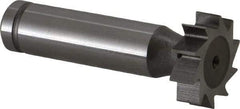 Made in USA - 7/8" Diam x 1/4" Face Width, Cobalt, 10 Teeth, Shank Connection Woodruff Keyseat Cutter - Uncoated, 2-1/4" OAL x 1/2" Shank, Straight Teeth, ANSI 807, Old Standard A - Exact Tool & Supply