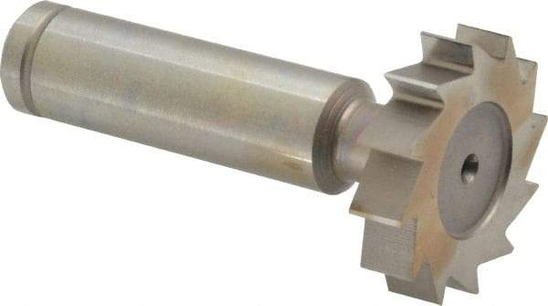 Made in USA - 1-1/8" Diam x 1/4" Face Width, Cobalt, 12 Teeth, Shank Connection Woodruff Keyseat Cutter - Uncoated, 2-1/4" OAL x 1/2" Shank, Straight Teeth, ANSI 809, Old Standard 18 - Exact Tool & Supply