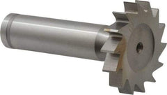 Made in USA - 1-1/4" Diam x 7/32" Face Width, Cobalt, 14 Teeth, Shank Connection Woodruff Keyseat Cutter - Uncoated, 2-7/32" OAL x 1/2" Shank, Straight Teeth, ANSI 710, Old Standard 20 - Exact Tool & Supply