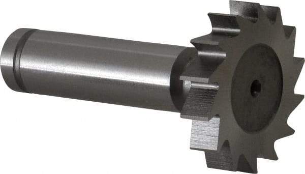 Made in USA - 1-1/4" Diam x 1/4" Face Width, Cobalt, 14 Teeth, Shank Connection Woodruff Keyseat Cutter - Uncoated, 2-1/4" OAL x 1/2" Shank, Straight Teeth, ANSI 810, Old Standard 21 - Exact Tool & Supply