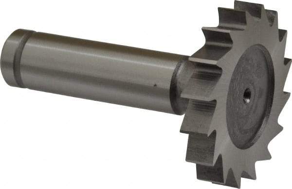 Made in USA - 1-1/2" Diam x 1/4" Face Width, Cobalt, 16 Teeth, Shank Connection Woodruff Keyseat Cutter - Uncoated, 2-1/4" OAL x 1/2" Shank, Straight Teeth, ANSI 812, Old Standard 24 - Exact Tool & Supply