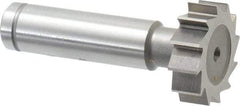 Made in USA - 1" Diam x 5/16" Face Width, Cobalt, 12 Teeth, Shank Connection Woodruff Keyseat Cutter - Uncoated, 2-5/16" OAL x 1/2" Shank, Straight Teeth, ANSI 1008, Old Standard B - Exact Tool & Supply