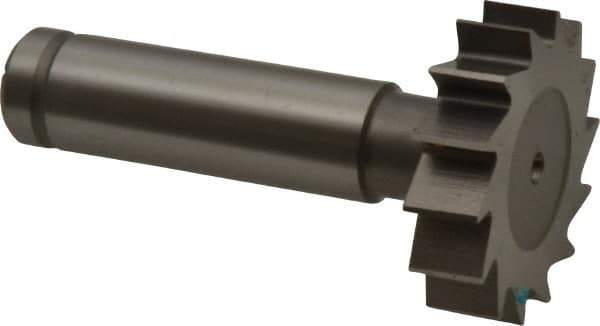 Made in USA - 1-1/4" Diam x 5/16" Face Width, Cobalt, 14 Teeth, Shank Connection Woodruff Keyseat Cutter - Uncoated, 2-5/16" OAL x 1/2" Shank, Straight Teeth, ANSI 1010, Old Standard D - Exact Tool & Supply