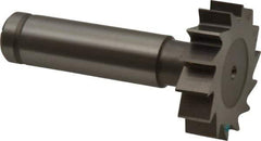 Made in USA - 1-1/4" Diam x 5/16" Face Width, Cobalt, 14 Teeth, Shank Connection Woodruff Keyseat Cutter - Uncoated, 2-5/16" OAL x 1/2" Shank, Straight Teeth, ANSI 1010, Old Standard D - Exact Tool & Supply