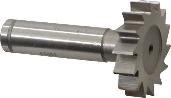 Made in USA - 1-3/8" Diam x 5/16" Face Width, Cobalt, 14 Teeth, Shank Connection Woodruff Keyseat Cutter - Uncoated, 2-5/16" OAL x 1/2" Shank, Straight Teeth, ANSI 1011, Old Standard 23 - Exact Tool & Supply