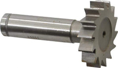 Made in USA - 1-3/8" Diam x 5/16" Face Width, Cobalt, 14 Teeth, Shank Connection Woodruff Keyseat Cutter - Uncoated, 2-5/16" OAL x 1/2" Shank, Straight Teeth, ANSI 1011, Old Standard 23 - Exact Tool & Supply