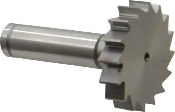 Made in USA - 1-1/2" Diam x 5/16" Face Width, Cobalt, 16 Teeth, Shank Connection Woodruff Keyseat Cutter - Uncoated, 2-5/16" OAL x 1/2" Shank, Straight Teeth, ANSI 1012, Old Standard 25 - Exact Tool & Supply