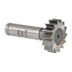 Made in USA - 1-1/4" Diam x 3/8" Face Width, Cobalt, 14 Teeth, Shank Connection Woodruff Keyseat Cutter - Uncoated, 2-3/8" OAL x 1/2" Shank, Straight Teeth, ANSI 1210, Old Standard E - Exact Tool & Supply