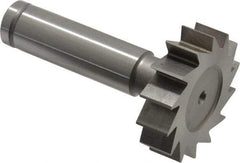 Made in USA - 1-3/8" Diam x 3/8" Face Width, Cobalt, 14 Teeth, Shank Connection Woodruff Keyseat Cutter - Uncoated, 2-3/8" OAL x 1/2" Shank, Straight Teeth, ANSI 1211, Old Standard F - Exact Tool & Supply