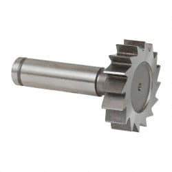 Made in USA - 1-1/2" Diam x 3/8" Face Width, Cobalt, 16 Teeth, Shank Connection Woodruff Keyseat Cutter - Uncoated, 2-3/8" OAL x 1/2" Shank, Straight Teeth, ANSI 1212, Old Standard G - Exact Tool & Supply