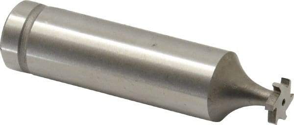 Made in USA - 5/16" Diam x 1/16" Face Width, Cobalt, 6 Teeth, Shank Connection Woodruff Keyseat Cutter - Uncoated, 2-1/16" OAL x 1/2" Shank, Staggered Teeth, ANSI 202-1/2, Old Standard 206 - Exact Tool & Supply
