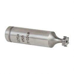 Made in USA - 5/16" Diam x 3/32" Face Width, Cobalt, 6 Teeth, Shank Connection Woodruff Keyseat Cutter - Uncoated, 2-3/32" OAL x 1/2" Shank, Staggered Teeth, ANSI 302-1/2, Old Standard 207 - Exact Tool & Supply