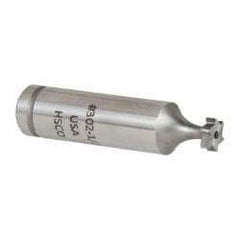 Made in USA - 5/16" Diam x 3/32" Face Width, Cobalt, 6 Teeth, Shank Connection Woodruff Keyseat Cutter - Uncoated, 2-3/32" OAL x 1/2" Shank, Staggered Teeth, ANSI 302-1/2, Old Standard 207 - Exact Tool & Supply