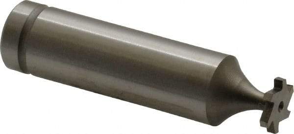 Made in USA - 3/8" Diam x 1/16" Face Width, Cobalt, 6 Teeth, Shank Connection Woodruff Keyseat Cutter - Uncoated, 2-1/16" OAL x 1/2" Shank, Staggered Teeth, ANSI 203, Old Standard 211 - Exact Tool & Supply