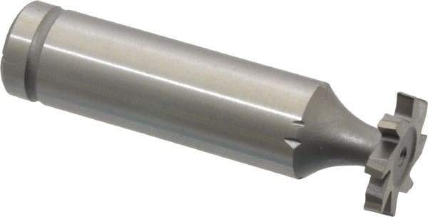 Made in USA - 5/8" Diam x 3/32" Face Width, Cobalt, 8 Teeth, Shank Connection Woodruff Keyseat Cutter - Uncoated, 2-3/32" OAL x 1/2" Shank, Staggered Teeth, ANSI 305, Old Standard 4 - Exact Tool & Supply