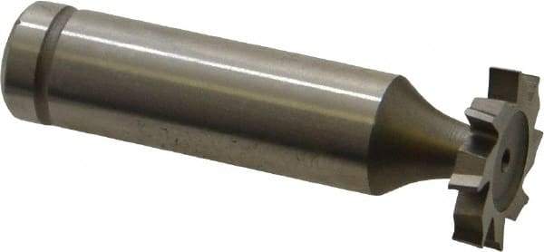 Made in USA - 3/4" Diam x 1/8" Face Width, Cobalt, 8 Teeth, Shank Connection Woodruff Keyseat Cutter - Uncoated, 2-1/8" OAL x 1/2" Shank, Staggered Teeth, ANSI 406, Old Standard 7 - Exact Tool & Supply