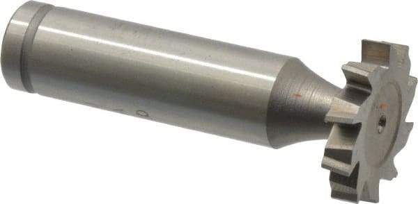 Made in USA - 7/8" Diam x 5/32" Face Width, Cobalt, 10 Teeth, Shank Connection Woodruff Keyseat Cutter - Uncoated, 2-5/32" OAL x 1/2" Shank, Staggered Teeth, ANSI 507, Old Standard 10 - Exact Tool & Supply