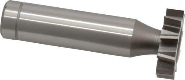 Made in USA - 7/8" Diam x 7/32" Face Width, Cobalt, 10 Teeth, Shank Connection Woodruff Keyseat Cutter - Uncoated, 2-7/32" OAL x 1/2" Shank, Staggered Teeth, ANSI 707, Old Standard 12 - Exact Tool & Supply