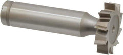 Made in USA - 1" Diam x 7/32" Face Width, Cobalt, 10 Teeth, Shank Connection Woodruff Keyseat Cutter - Uncoated, 2-7/32" OAL x 1/2" Shank, Staggered Teeth, ANSI 708, Old Standard 14 - Exact Tool & Supply