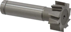 Made in USA - 1" Diam x 3/8" Face Width, Cobalt, 10 Teeth, Shank Connection Woodruff Keyseat Cutter - Uncoated, 2-3/8" OAL x 1/2" Shank, Staggered Teeth, ANSI 1208, Old Standard 152 - Exact Tool & Supply