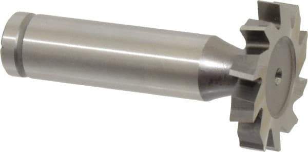 Made in USA - 1-1/8" Diam x 3/16" Face Width, Cobalt, 10 Teeth, Shank Connection Woodruff Keyseat Cutter - Uncoated, 2-3/16" OAL x 1/2" Shank, Staggered Teeth, ANSI 609, Old Standard 16 - Exact Tool & Supply