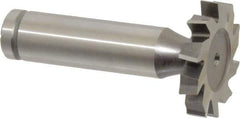 Made in USA - 1-1/8" Diam x 3/16" Face Width, Cobalt, 10 Teeth, Shank Connection Woodruff Keyseat Cutter - Uncoated, 2-3/16" OAL x 1/2" Shank, Staggered Teeth, ANSI 609, Old Standard 16 - Exact Tool & Supply