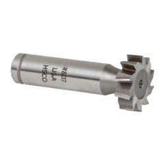 Made in USA - 7/8" Diam x 1/4" Face Width, Cobalt, 10 Teeth, Shank Connection Woodruff Keyseat Cutter - Uncoated, 2-1/4" OAL x 1/2" Shank, Staggered Teeth, ANSI 807, Old Standard A - Exact Tool & Supply