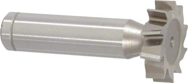 Made in USA - 1" Diam x 1/4" Face Width, Cobalt, 10 Teeth, Shank Connection Woodruff Keyseat Cutter - Uncoated, 2-1/4" OAL x 1/2" Shank, Staggered Teeth, ANSI 808, Old Standard 15 - Exact Tool & Supply