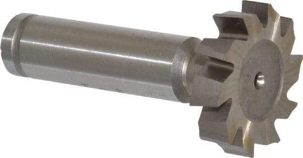 Made in USA - 1-1/8" Diam x 1/4" Face Width, Cobalt, 10 Teeth, Shank Connection Woodruff Keyseat Cutter - Uncoated, 2-1/4" OAL x 1/2" Shank, Staggered Teeth, ANSI 809, Old Standard 18 - Exact Tool & Supply