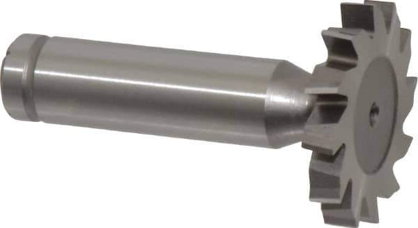 Made in USA - 1-1/4" Diam x 3/16" Face Width, Cobalt, 12 Teeth, Shank Connection Woodruff Keyseat Cutter - Uncoated, 2-3/16" OAL x 1/2" Shank, Staggered Teeth, ANSI 610, Old Standard 19 - Exact Tool & Supply