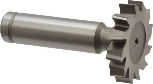 Made in USA - 1-1/4" Diam x 1/4" Face Width, Cobalt, 12 Teeth, Shank Connection Woodruff Keyseat Cutter - Uncoated, 2-1/4" OAL x 1/2" Shank, Staggered Teeth, ANSI 810, Old Standard 21 - Exact Tool & Supply