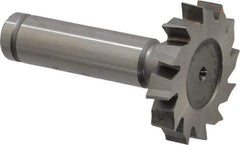 Made in USA - 1-3/8" Diam x 1/4" Face Width, Cobalt, 12 Teeth, Shank Connection Woodruff Keyseat Cutter - Uncoated, 2-1/4" OAL x 1/2" Shank, Staggered Teeth, ANSI 811, Old Standard 22 - Exact Tool & Supply