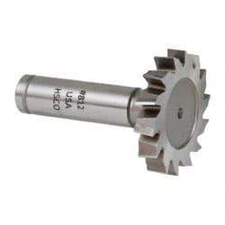 Made in USA - 1-1/2" Diam x 1/4" Face Width, Cobalt, 14 Teeth, Shank Connection Woodruff Keyseat Cutter - Uncoated, 2-1/4" OAL x 1/2" Shank, Staggered Teeth, ANSI 812, Old Standard 24 - Exact Tool & Supply
