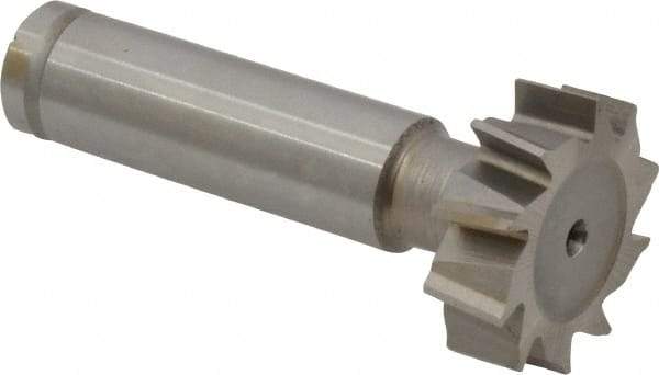 Made in USA - 1" Diam x 5/16" Face Width, Cobalt, 10 Teeth, Shank Connection Woodruff Keyseat Cutter - Uncoated, 2-5/16" OAL x 1/2" Shank, Staggered Teeth, ANSI 1008, Old Standard B - Exact Tool & Supply