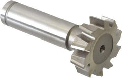 Made in USA - 1-1/8" Diam x 5/16" Face Width, Cobalt, 10 Teeth, Shank Connection Woodruff Keyseat Cutter - Uncoated, 2-5/16" OAL x 1/2" Shank, Staggered Teeth, ANSI 1009, Old Standard C - Exact Tool & Supply