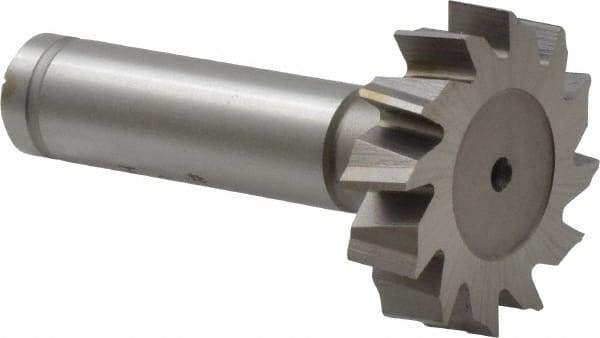 Made in USA - 1-1/4" Diam x 5/16" Face Width, Cobalt, 14 Teeth, Shank Connection Woodruff Keyseat Cutter - Uncoated, 2-5/16" OAL x 1/2" Shank, Staggered Teeth, ANSI 1010, Old Standard D - Exact Tool & Supply