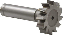 Made in USA - 1-1/4" Diam x 5/16" Face Width, Cobalt, 14 Teeth, Shank Connection Woodruff Keyseat Cutter - Uncoated, 2-5/16" OAL x 1/2" Shank, Staggered Teeth, ANSI 1010, Old Standard D - Exact Tool & Supply