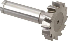 Made in USA - 1-3/8" Diam x 5/16" Face Width, Cobalt, 12 Teeth, Shank Connection Woodruff Keyseat Cutter - Uncoated, 2-5/16" OAL x 1/2" Shank, Staggered Teeth, ANSI 1011, Old Standard 23 - Exact Tool & Supply