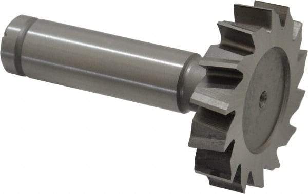 Made in USA - 1-1/2" Diam x 5/16" Face Width, Cobalt, 14 Teeth, Shank Connection Woodruff Keyseat Cutter - Uncoated, 2-5/16" OAL x 1/2" Shank, Staggered Teeth, ANSI 1012, Old Standard 25 - Exact Tool & Supply
