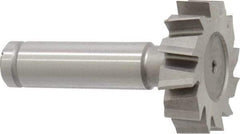 Made in USA - 1-3/8" Diam x 3/8" Face Width, Cobalt, 12 Teeth, Shank Connection Woodruff Keyseat Cutter - Uncoated, 2-3/8" OAL x 1/2" Shank, Staggered Teeth, ANSI 1211, Old Standard F - Exact Tool & Supply