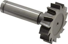 Made in USA - 1-1/2" Diam x 3/8" Face Width, Cobalt, 14 Teeth, Shank Connection Woodruff Keyseat Cutter - Uncoated, 2-3/8" OAL x 1/2" Shank, Staggered Teeth, ANSI 1212, Old Standard G - Exact Tool & Supply