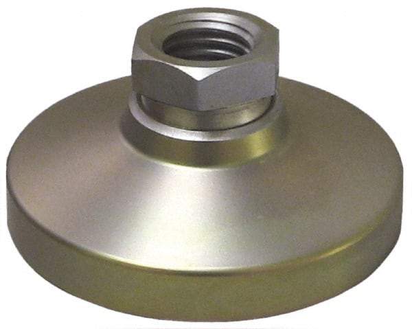 Gibraltar - 300 Lb Capacity, 3/8-16 Thread, 7/8" OAL, Steel Stud, Tapped Pivotal Socket Mount Leveling Pad - 1-1/4" Base Diam, Delrin Pad, 5/8" Hex - Exact Tool & Supply