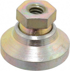 Gibraltar - 1000 Lb Capacity, 1/4-20 Thread, 45/64" OAL, Zinc Stud, Tapped Pivotal Socket Mount Leveling Mount - 1" Base Diam, Zinc Pad, 1/2" Hex - Exact Tool & Supply