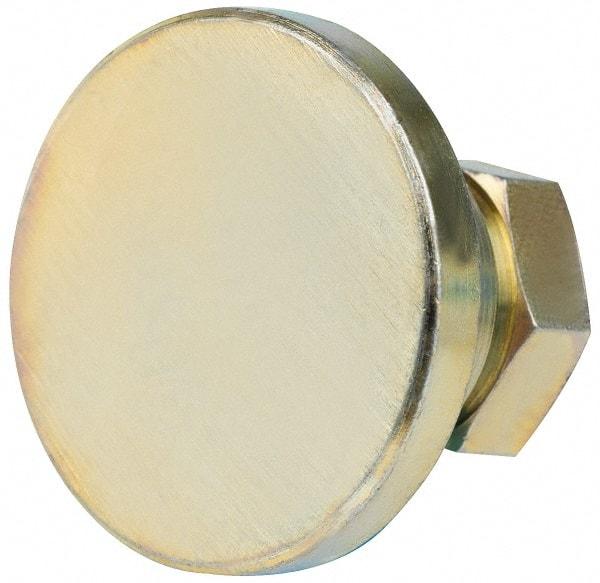 Gibraltar - 3750 Lb Capacity, 3/8-16 Thread, 7/8" OAL, Zinc Stud, Tapped Pivotal Socket Mount Leveling Mount - 1-1/4" Base Diam, Zinc Pad, 5/8" Hex - Exact Tool & Supply