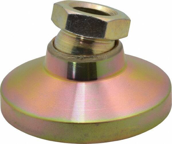 Gibraltar - 5000 Lb Capacity, 1/2-13 Thread, 1-1/8" OAL, Zinc Stud, Tapped Pivotal Socket Mount Leveling Mount - 1-7/8" Base Diam, Zinc Pad, 3/4" Hex - Exact Tool & Supply