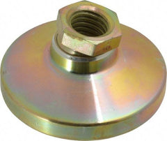 Gibraltar - 6000 Lb Capacity, 5/8-11 Thread, 1-1/4" OAL, Zinc Stud, Tapped Pivotal Socket Mount Leveling Mount - 2-1/2" Base Diam, Zinc Pad, 7/8" Hex - Exact Tool & Supply