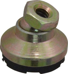 Gibraltar - 750 Lb Capacity, 1/4-20 Thread, 11/16" OAL, Zinc Stud, Tapped Pivotal Socket Mount Leveling Mount - 1" Base Diam, Steel Pad, 1/2" Hex - Exact Tool & Supply