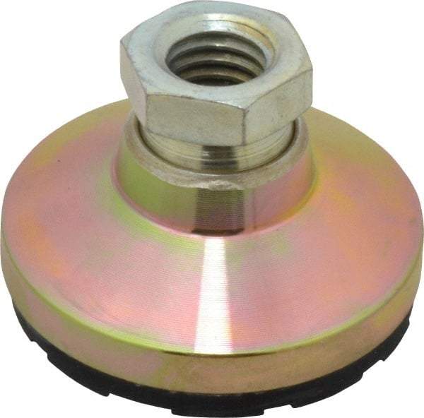 Gibraltar - 3750 Lb Capacity, 1/2-13 Thread, 1-1/8" OAL, Zinc Stud, Tapped Pivotal Socket Mount Leveling Mount - 1-7/8" Base Diam, Steel Pad, 3/4" Hex - Exact Tool & Supply