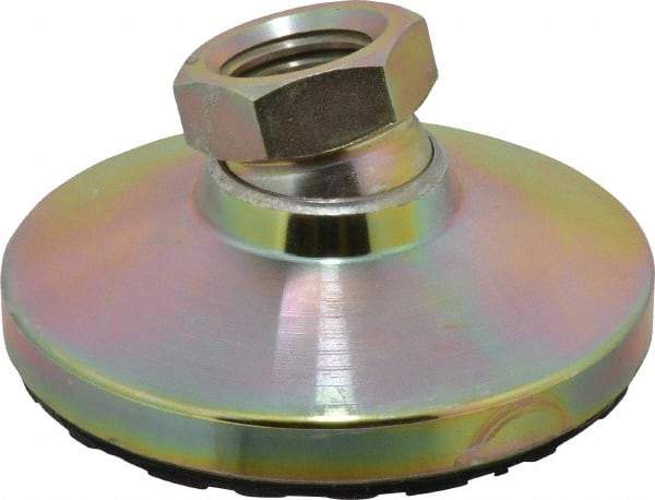 Gibraltar - 15000 Lb Capacity, 1-8 Thread, 1-7/8" OAL, Zinc Stud, Tapped Pivotal Socket Mount Leveling Mount - 4" Base Diam, Steel Pad, 1-3/8" Hex - Exact Tool & Supply
