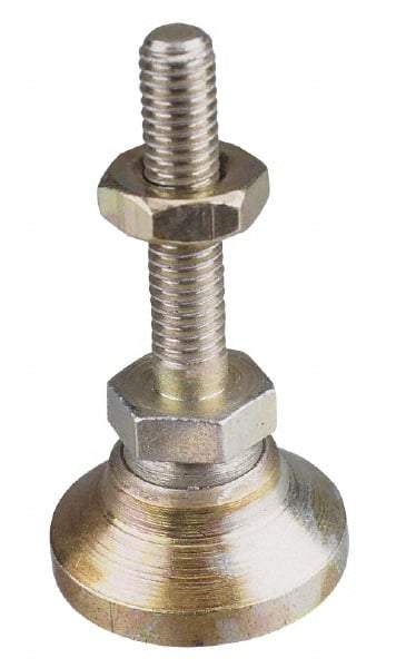 Gibraltar - M20 Bolt Thread, Studded Pivotal Stud Mount Leveling Pad & Mount - 3,357 Kg Capacity, 76mm Base Diam, 51mm Thread Length - Exact Tool & Supply